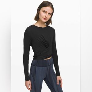 Lululemon Time to Restore long sleeve wrap tie top in black